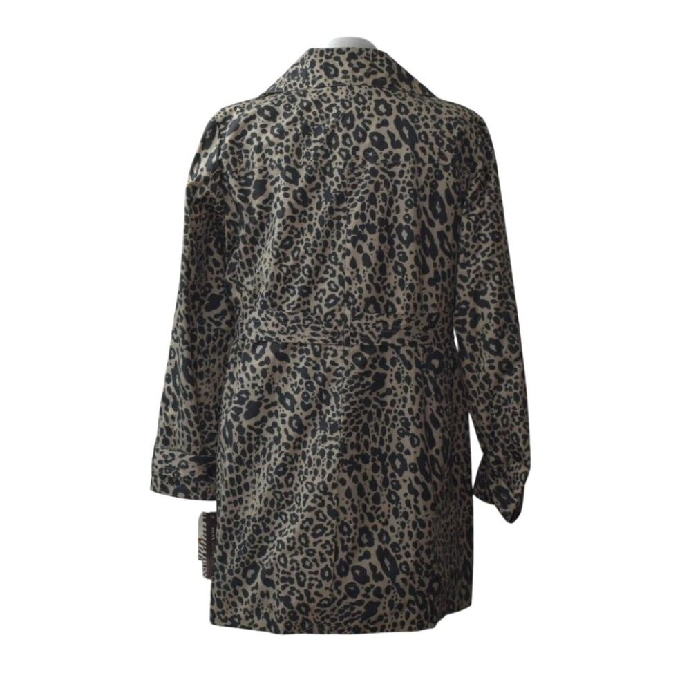 Dana Buchman Trench Coat Belted Cheetah Print Womens XL - Picture 2 of 6